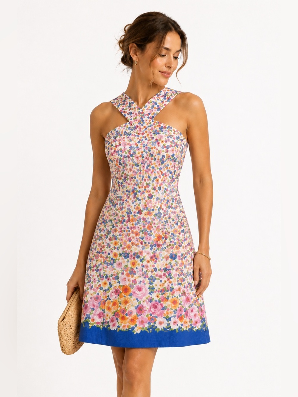 Leggiadro Floral Crisscross Cotton Dress Size 6 NYC